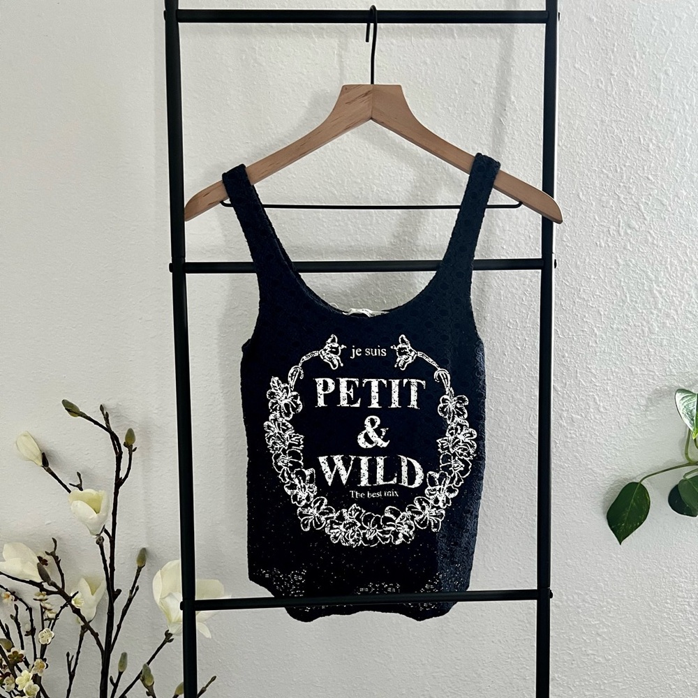 Bershka Navy Lace Tank Top